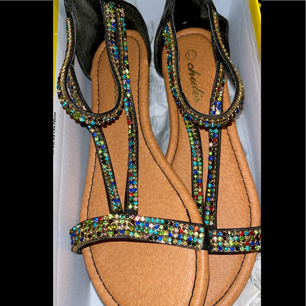 Black Jeweled Chulis Sandals